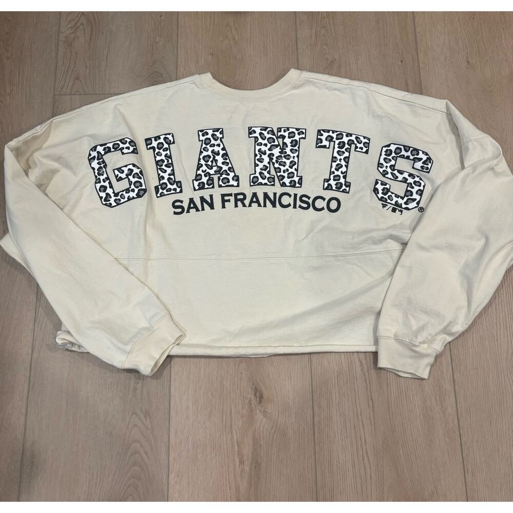 San Francisco Giants Fanatics Women's Long Sleeve Cropped Jersey Leopard Cream